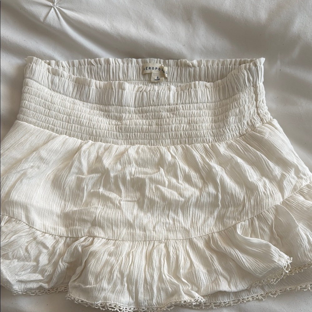 White Ruffle Mini Skort